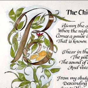 THE CHILDRENS HOUR by Henry W. Longfellow, Windsor and Newton  water color, custom calligraphy/Print of Original/Nursery Decor