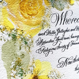 Ehegelübde/Hochzeitsurkunde/Hochzeitsgelübde/Kalligraphie/Persönlich/Handschriftlich/Original/Spitzstift