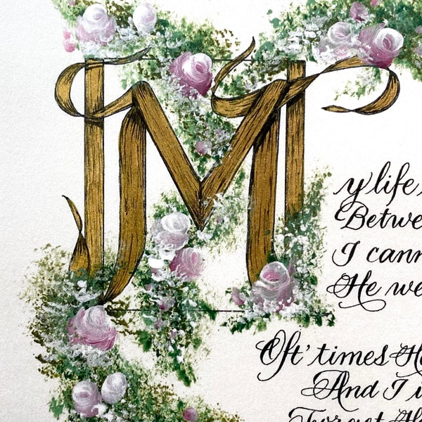 Corrie ten Boom Quote Print: pink Roses Floral Calligraphy Art/Tapestry Poem