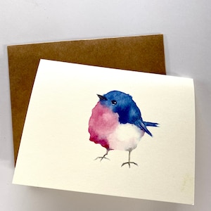 Passarinho doce/presente para ela/cartões de notas de boutique/CHUBBY BIRD/pássaro azul/cartões de notas/em branco/6 por pacote/em branco dobrado