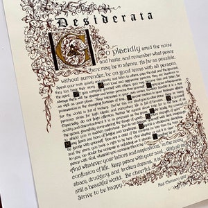 Desiderata/print of Original/Gold/Brown/gift for Graduate/Gift for Dad/Gift for Son 8.5x11 OR 11x14 image 8