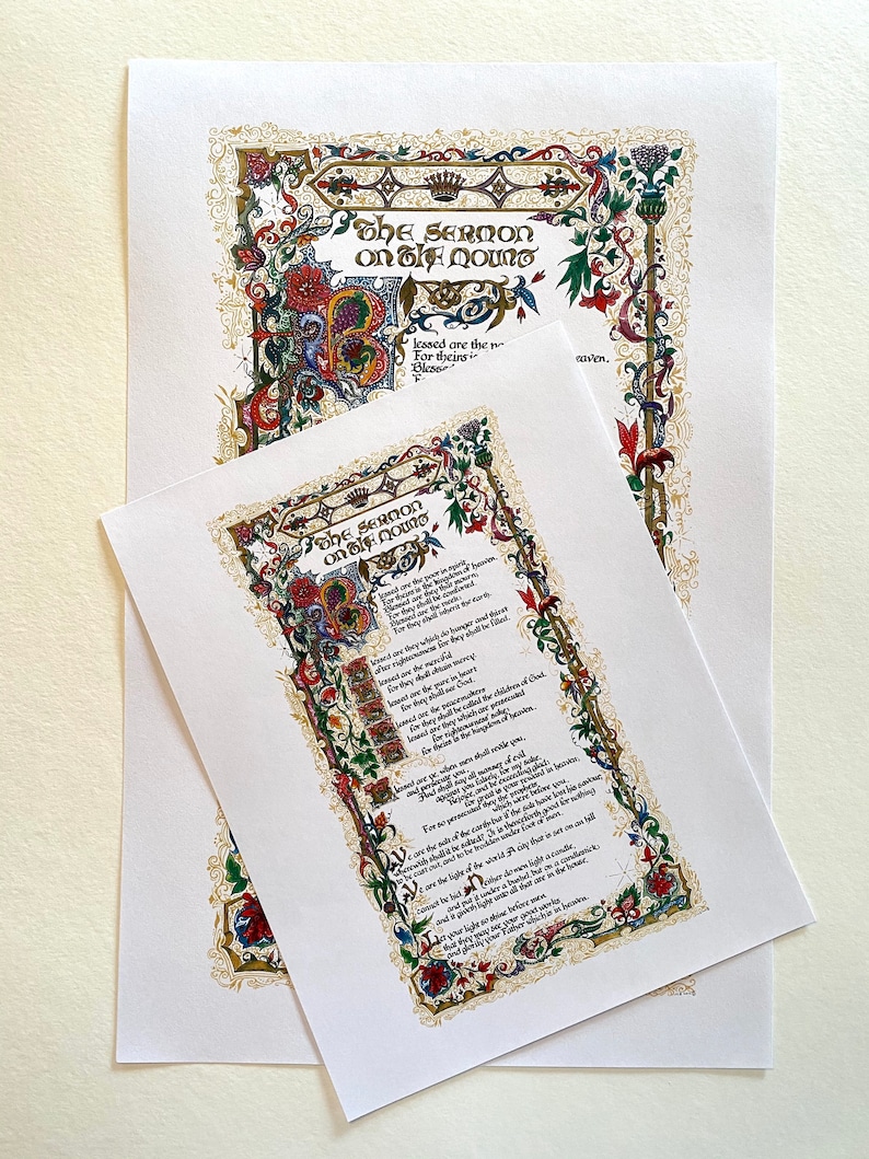 Sermon on the Mount Art Print, Beatitudes, Calligraphy (Paper Only) image 7
