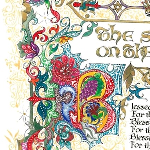 Sermon on the Mount Art Print, Beatitudes, Calligraphy (Paper Only) image 3
