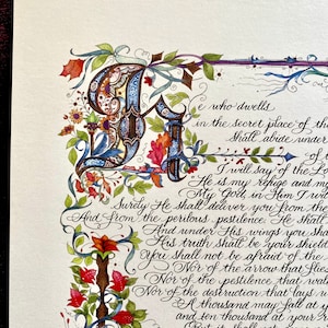 PSALM 91/Gift for Her/Gift for Mom/Gift for Him/Psalm 91/The Promise Psalm/Print/NKJV/Old World Art/Bible Art/Vibrant Color/ 11x14/8.5x11