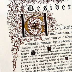 Desiderata/print of Original/Gold/Brown/gift for Graduate/Gift for Dad/Gift for Son 8.5x11 OR 11x14 image 2