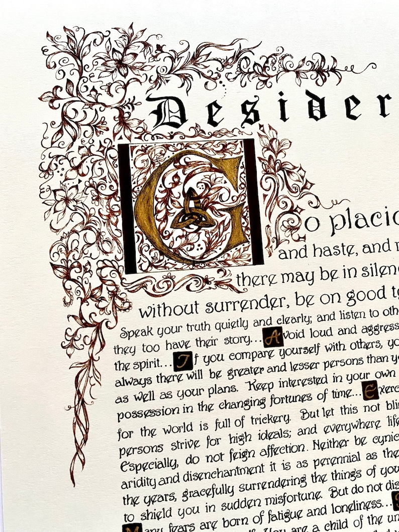 Desiderata/print of Original/Gold/Brown/gift for Graduate/Gift for Dad/Gift for Son 8.5x11 OR 11x14 image 2