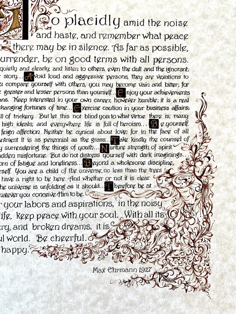 Desiderata/print of Original/Gold/Brown/gift for Graduate/Gift for Dad/Gift for Son 8.5x11 OR 11x14 image 6