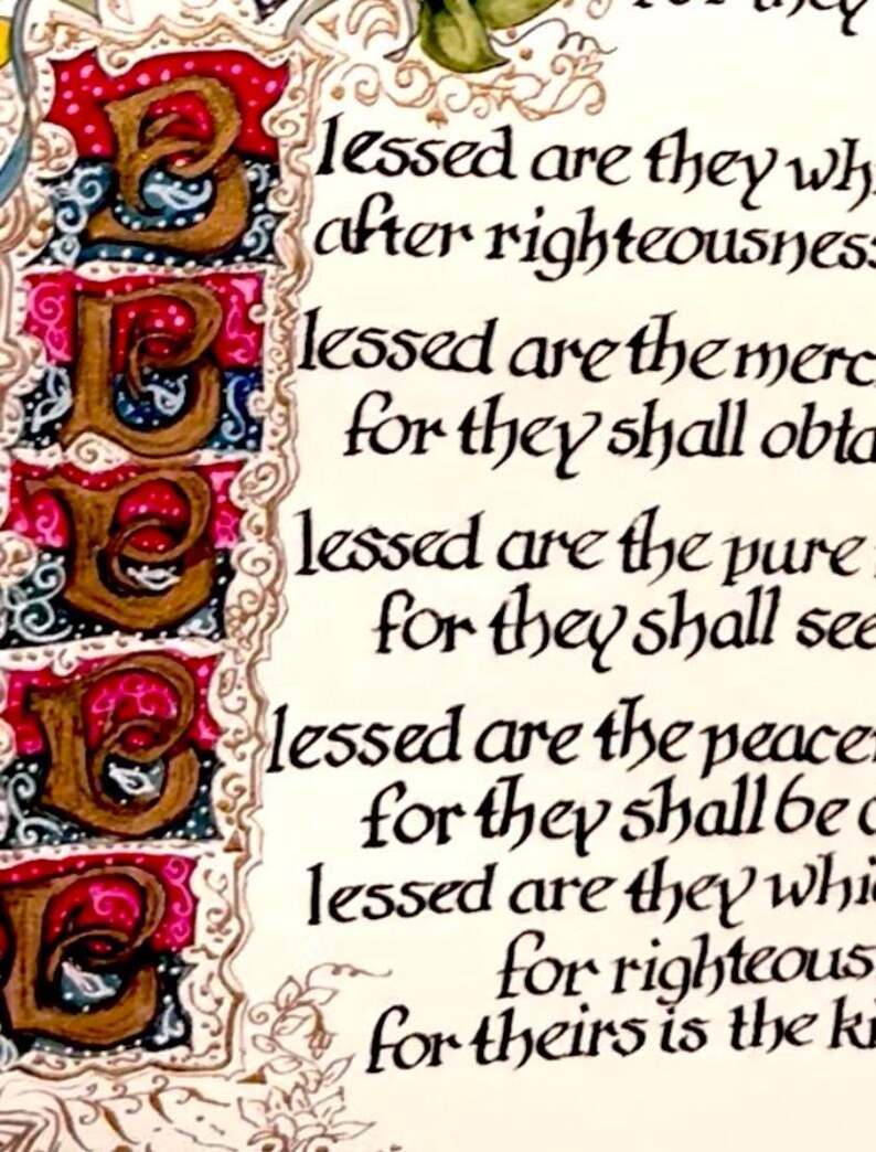 Sermon on the Mount Art Print, Beatitudes, Calligraphy (Paper Only) image 9