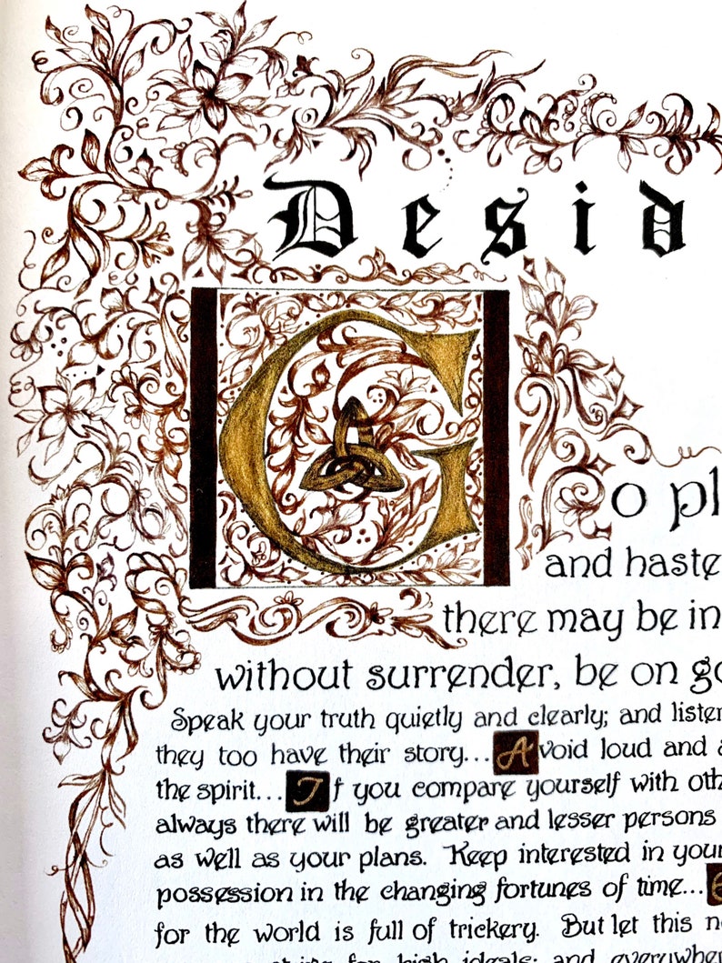 Desiderata/print of Original/Gold/Brown/gift for Graduate/Gift for Dad/Gift for Son 8.5x11 OR 11x14 image 3