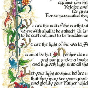 Sermon on the Mount Art Print, Beatitudes, Calligraphy (Paper Only) image 5