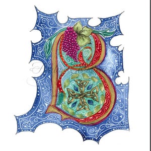 B/Elizabetano/Letra B/Escrita Histórica/Monograma Vintage/Escrita Histórica em Estilo Inglês Antigo/Monograma/Decoração de Alfabeto/Letra Extravagante