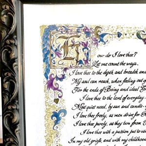 How Do I Love Thee Print, Elizabeth Browning Poem (8.5x11 Paper)