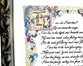 Gift for wife/Gift for Her/For Him/How Do I Love Thee Print/ Elizabeth Browning/Anniversary/CustomCalligraphy/For Him/For Her