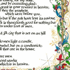 Sermon on the Mount Art Print, Beatitudes, Calligraphy (Paper Only) image 6