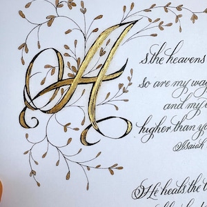 Jesaja 55: 9, Psalm 147∶3 Kalligraphie (8,5x11)