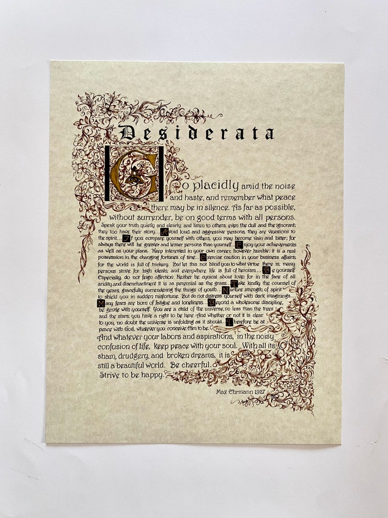 Desiderata/print of Original/Gold/Brown/gift for Graduate/Gift for Dad/Gift for Son 8.5x11 OR 11x14 image 9