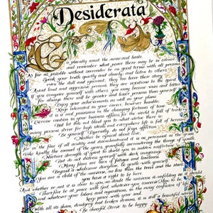 Desiderata Poem Print: Max Ehrmann, Gold Filigree Art