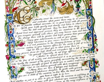 Desiderata Gedichtdruck: Max Ehrmann, Gold Filigree Art