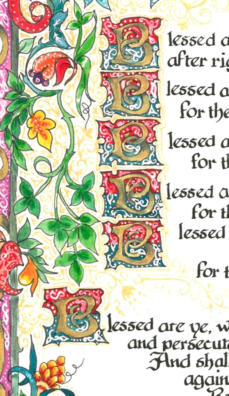 Sermon on the Mount Art Print, Beatitudes, Calligraphy (Paper Only) image 4