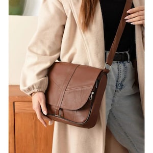 Genuine Leather Large Crossbody Bag for Women