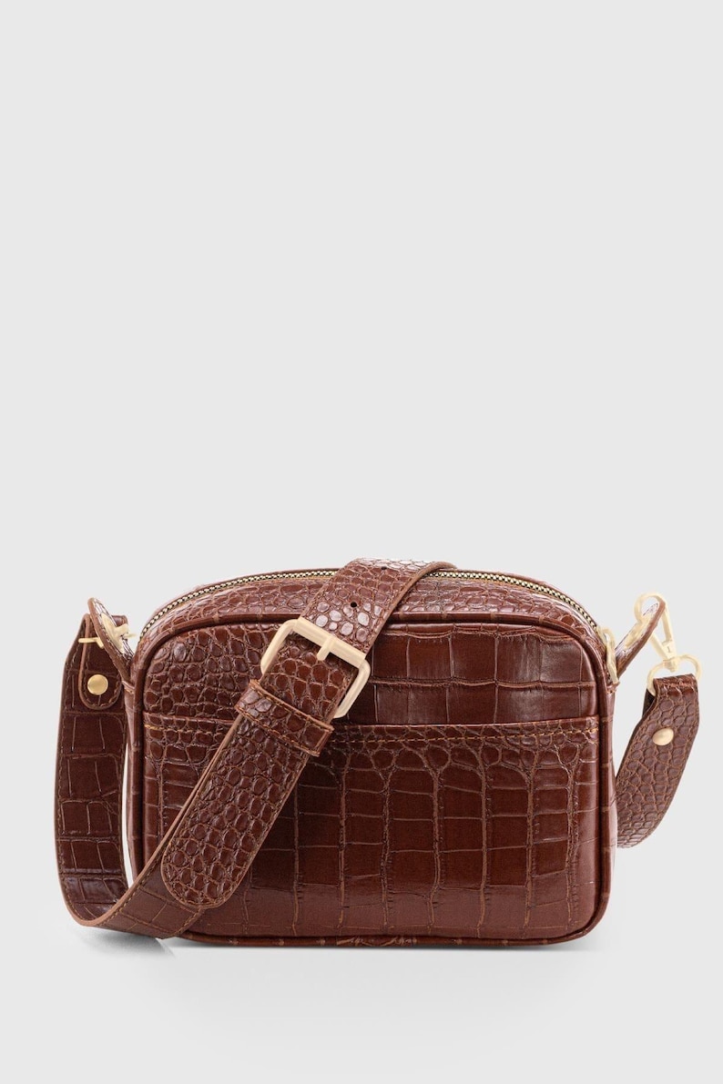 Brown Crossbody Bag, Vegan Leather Shoulder Purse, Shoulder Handbag image 2
