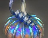 Hand Blown Glass Pumpkin in Yellow , Pink, Amber, Orange, and Metallic Blue, Purple, Silver, Gold