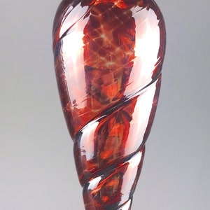 Hand Blown Spiral Glass Christmas Ornament in Ruby Red