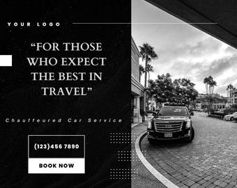Editable Template in Canva for Black Car Service , Luxury Limo