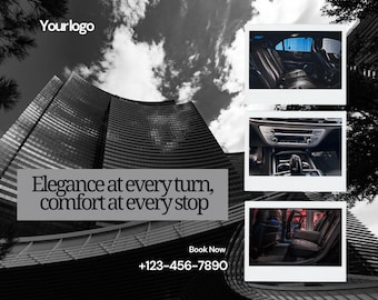 Template for Limousine marketing , black car service Editable on Canva