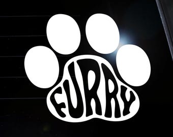 Furry Paw Print Decal, Furry Fandom Laptop Decal, Fursuit Dog Print Car Window Sticker  #659