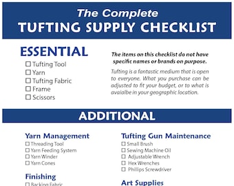 The Complete Tufting Supply Checklist, Digital Download PDF 