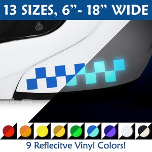 Set of 2 Reflective Checkered Stripes Decals, Racing Flag Motorcycle Helmet Sticker Kit, 3M Reflective Check Transfers Set  / #1220R-Sizes