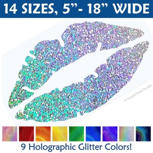 Glitter Lips Decal, Holographic Glitter Kiss, Smack Tablet Sticker, xoxo Laptop Decal, Lipstick Car Window Transfer / #1239G-Sizes