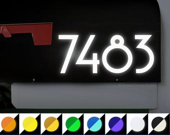 Art Deco Reflective Mailbox Address Decal, Custom Street Name Sticker, Personalized House Numbers, Address Transfer / #1311R-Sizes