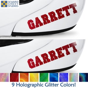 Set of 2 Glitter Custom Name Decal, Personalized Lettering Motorcycle Helmet Sticker, Waterproof Transfer / #1230G-Set