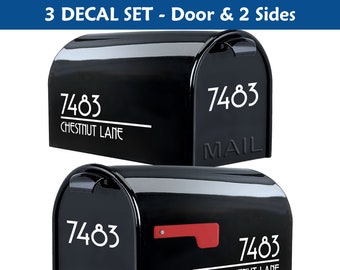 Mailbox Address Decal Set, Custom Street Name Stickers, Sides and Door Personalized House Numbers, Reflective Address Transfer #1348