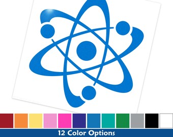 Atom Symbol Decal, Atomic Motorcycle Helmet Sticker, Electrons Nucleus Bicycle Transfer / #113-SZ