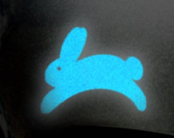 Bunny Reflective Decal, Leaping Rabbit Bike Helmet Sticker, Hare Reflector Motorcycle Safety Transfer / 1.75"h x 2.25"w - #384R