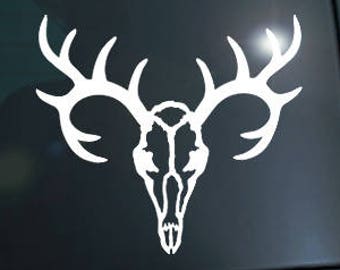 Deer Skull Decal, Deer Hunting Sticker, Stag Head Laptop Decal, Buck Deer Car Sticker, Deer Skull Tablet Sticker / 4.25" h 4.75"w - #926