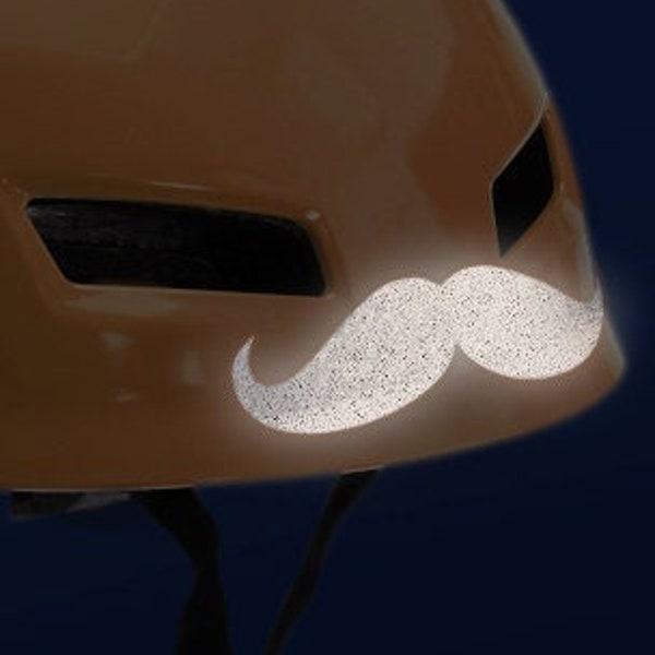 Moustache Reflective Decal, Mustache Helmet Sticker, Moustache Motorcycle Sticker, Bike Helmet Mustache Transfer / 1"h x 3.50"w - #894