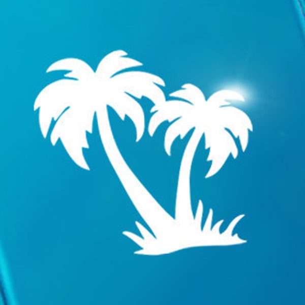 Palm Trees Decal, Tropical Island Trees Sticker, Summer Beach Vacation Trees Transfer / 3.50"h x 3.50"w - #1186