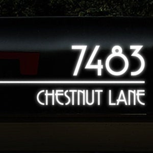 Reflective Mailbox Address Decal, Custom Street Name Sticker, Personalized House Numbers, Address Transfer / 4" h x 10" w - #1274R