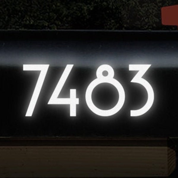 Reflective Mailbox Numbers Decal, Up to 4" High Custom Address Sticker, Personalized Reflective House Numbers Transfer Sheet / #1229R-Single