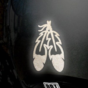 Eagle Feathers Reflective Decal, Two Feathers Bike Reflector Sticker, Bird Feathers Motorcycle Helmet Transfer / 2.50h x 1.50w 472R image 2