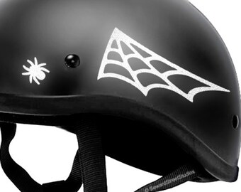 Spiderweb Reflective Decal Set, Spider Web Helmet Stickers, Spiderweb Motorcycle Stickers, Halloween Goth Bike Transfers / #917R