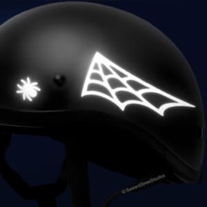 Narrow Fire Skull Helmet Stickers Flaming Skulls Reflective Decal Set Skulls with Skinny Flames Reflector Bike Stickers #1137R