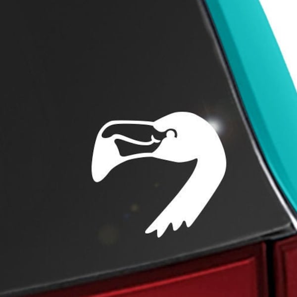 Flamingo Head Decal, Tropical Bird Laptop Sticker, 50s Kitch Car Decal, Mid Century Style Bird Tablet Transfer / 3.25"h x 3.50"w - #1072