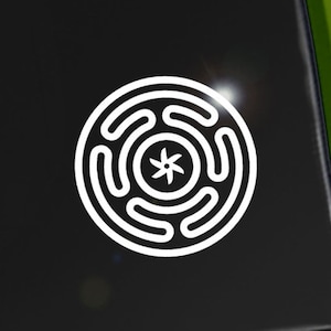 Hecate's Wheel Decal, Hecate Protection Labyrinth Car Window Sticker, Hekate Circle Symbol Laptop Transfer / 3.50"h x 3.50"w - #1259