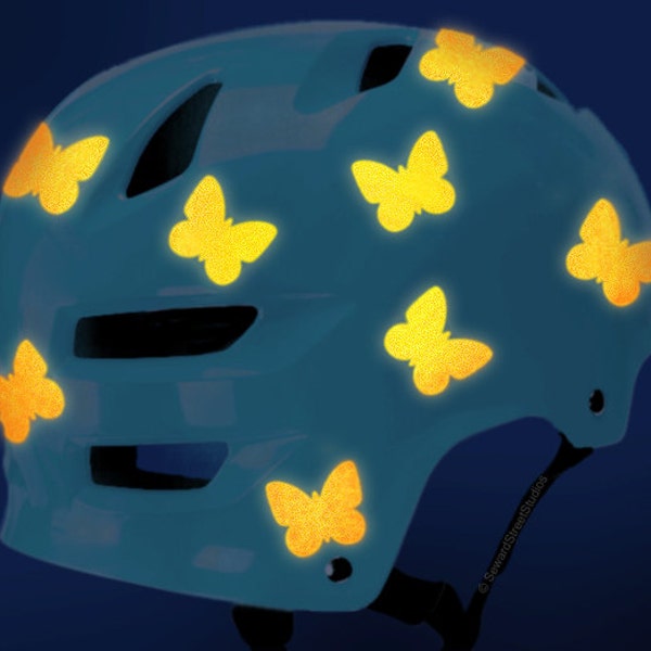 Reflective Butterfly Decals, Set of 15 Retro Reflective Butterfly Bike Helmet Stickers, Butterfly Motorcycle Transfers Sheet / #889R