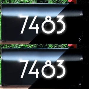 Set of 2 Reflective Mailbox Decals, Up to 4" High Custom Address Number Stickers Kit, Personalized House Numbers Transfers / #1229R-Set